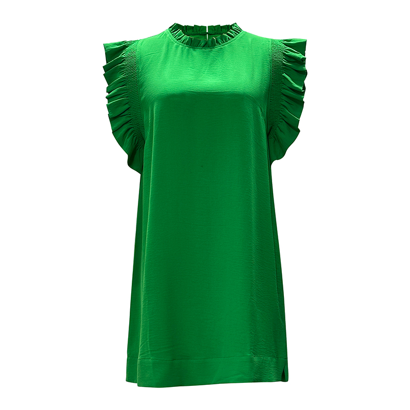 Women's Fashion Casual Ruffled Trim Covered Sleeve Dresses