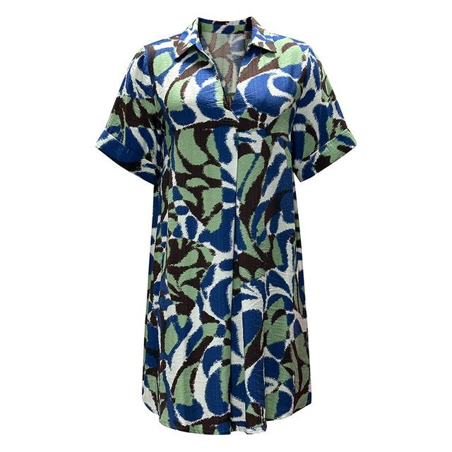 Women's Fashion Lapel Printed Short Sleeve Shirt