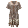 Women's Lace Embellished Short Sleeve Fashion V-Neck Printed Midi Dress Dress