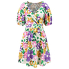 Women's Summer V-Neck Printed Beach Dress Lantern Sleeve Short Dresses