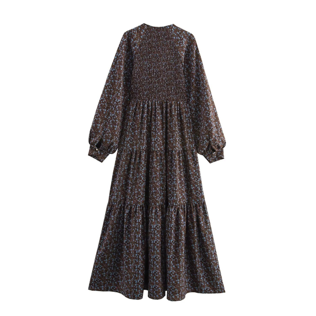 Women's Vintage Style Spell Lace V-Neck Small Floral Long Dresses