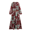 Europe And The United States Temperament Fashion V-neck Long-sleeved Printed Waist Long Dress Female