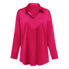 Women's Round Collar Solid Color Casual Long Sleeve Shirt