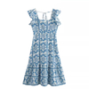 Europe And The United States Wind Spring Women's New Ethnic Wind Printing Ruffled Small Fresh Dresses