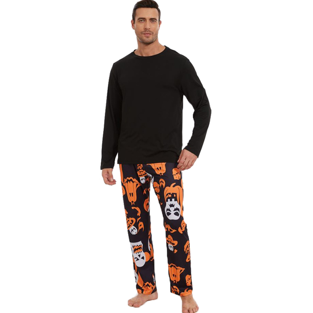 2024 New Halloween Style Through The Body Print Elastic Waist Daily Trend Men's Casual Trousers