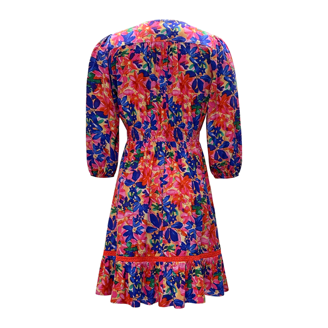 Women's V-Neck Long Sleeve Printed Dresses
