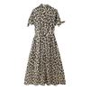 Women's V-Neck Sexy Leopard Print Waist Tie Dresses