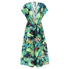 Fashion Bat Sleeve V Neck Backless Tie Dress Summer Women's Printed Long Dresses