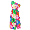 Women's Color Clashing Printed Slash Shoulder Dresses Loose A Hem Elegant Long Dresses 