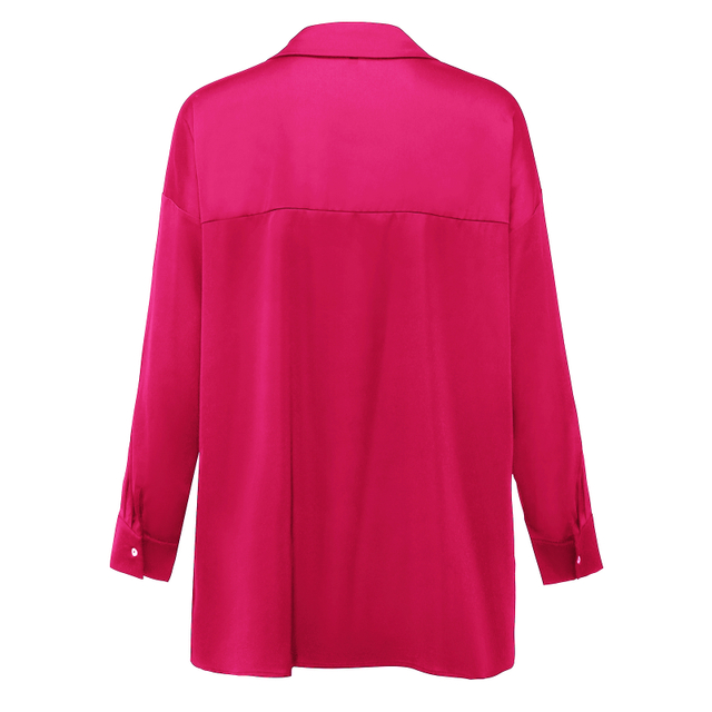 Women's Round Collar Solid Color Casual Long Sleeve Shirt