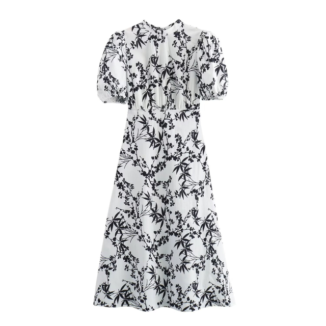 Summer New Women's European And American Style Fashion Casual Simple Printed Short-sleeved Long Dresses