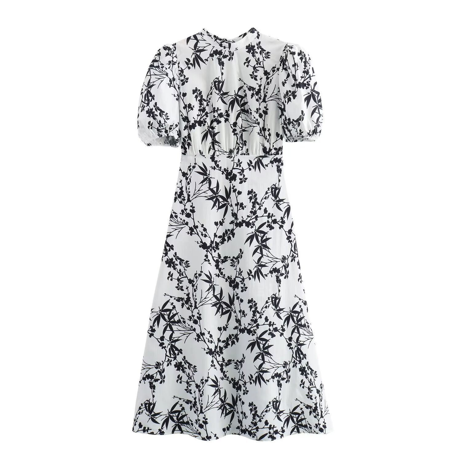 Summer New Women's European And American Style Fashion Casual Simple Printed Short-sleeved Long Dresses