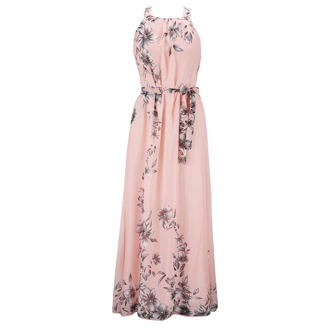 Bohemian Printed Chiffon Dress Beach Long Dress Women