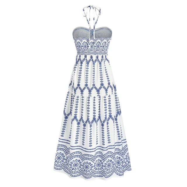 Bohemian Women's Summer Fashion Split Sexy Printed Tie Breasted Dresses