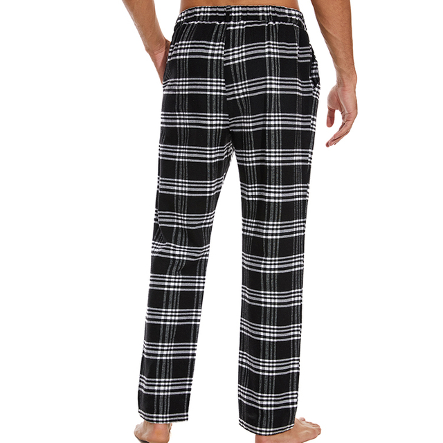 Men's Loose Straight Casual Comfort Plaid Pajama Pants With Pockets