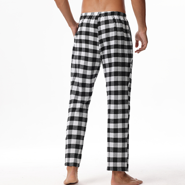Men's Fashion Casual Comfortable Elastic Waistband Pocket Plaid Pajama Pants