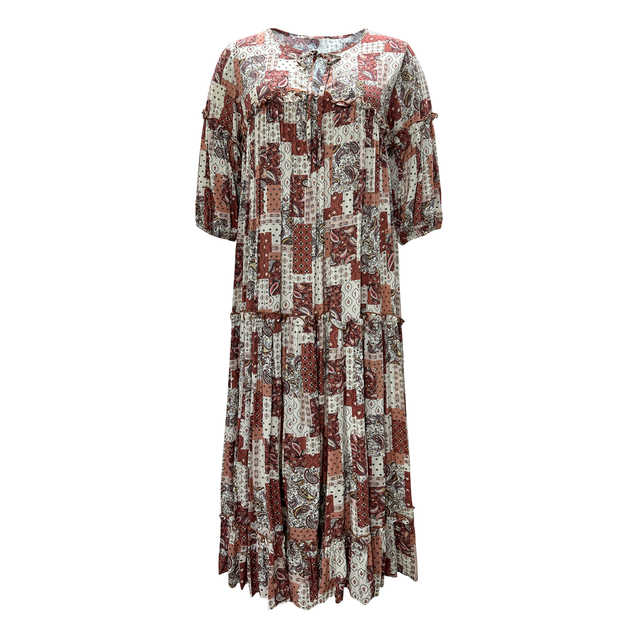 Women's Summer Bohemian Vacation Dress Fashion Floral Short Sleeve Long Dresses