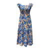 Women's Wide Straps Ruffle Printed Slim Dresses