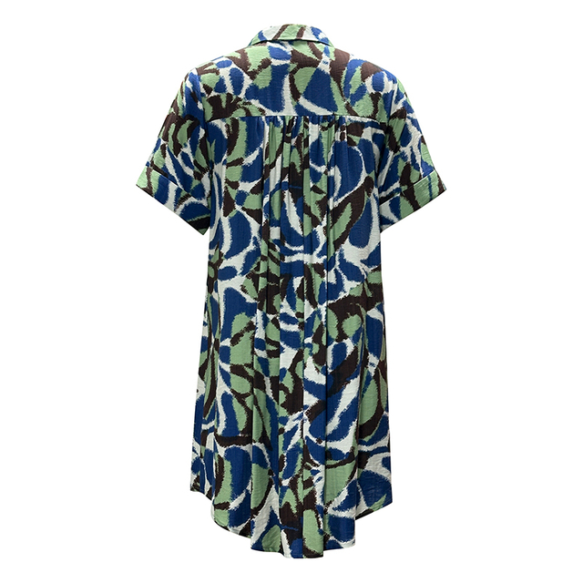 Women's Fashion Lapel Printed Short Sleeve Shirt