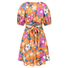 Women's Summer V-Neck Printed Beach Dress Lantern Sleeve Short Dresses
