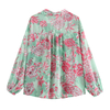 Women's Summer New Retro Style Casual Lapel Long Sleeve Floral Printed Shirt