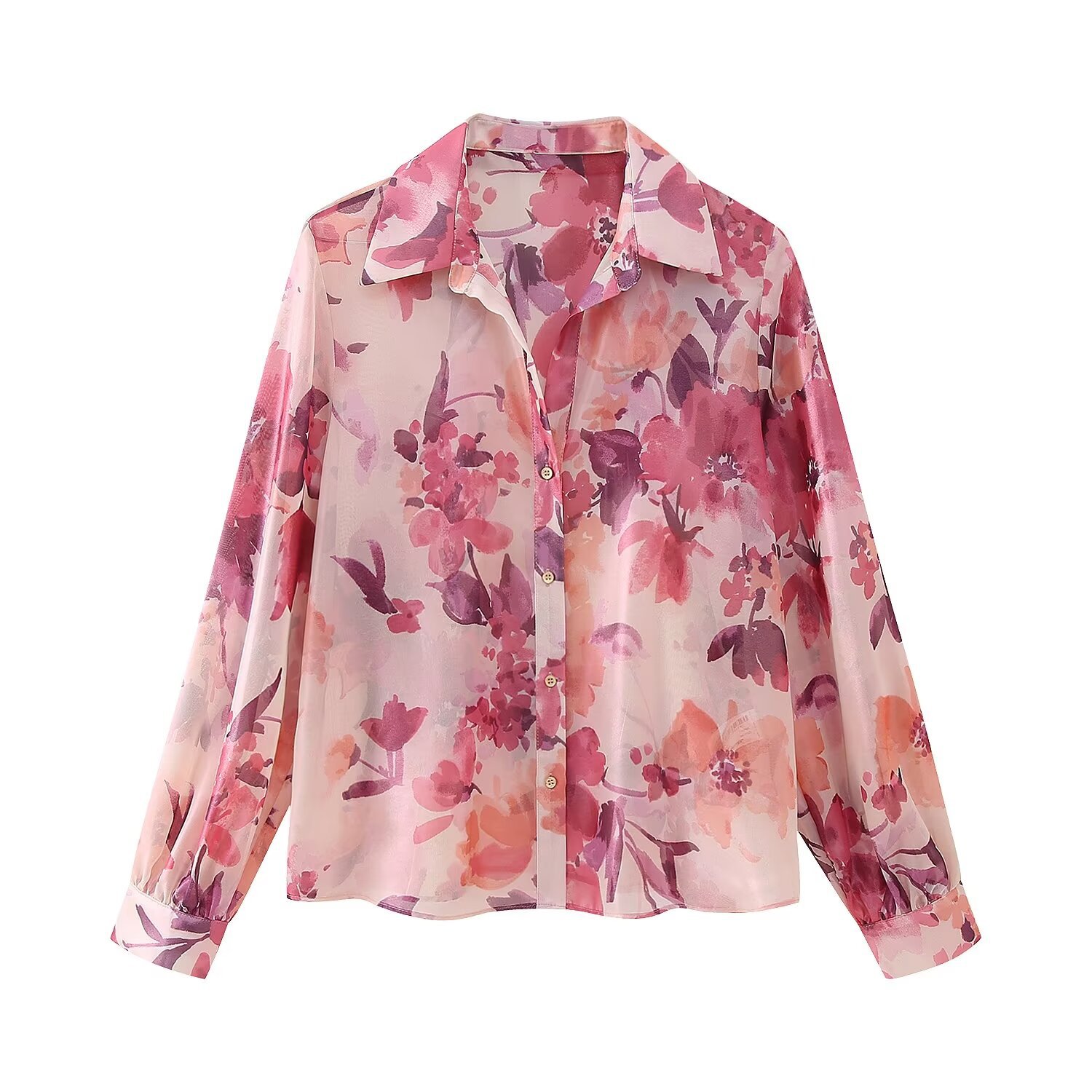 Women's Fashion Casual Printed Hundred Sleeve Shirt