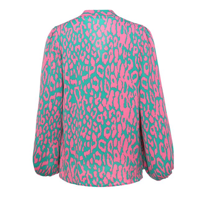 Women's V-neck Printed Long Sleeved Shirt