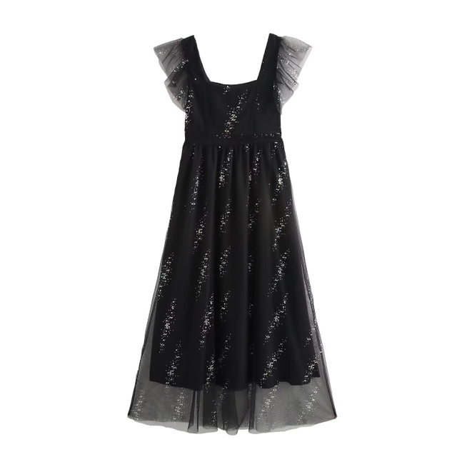 Fall New Women's European And American Style Fashion Simple Casual Sequins Waist Sleeveless Dresses