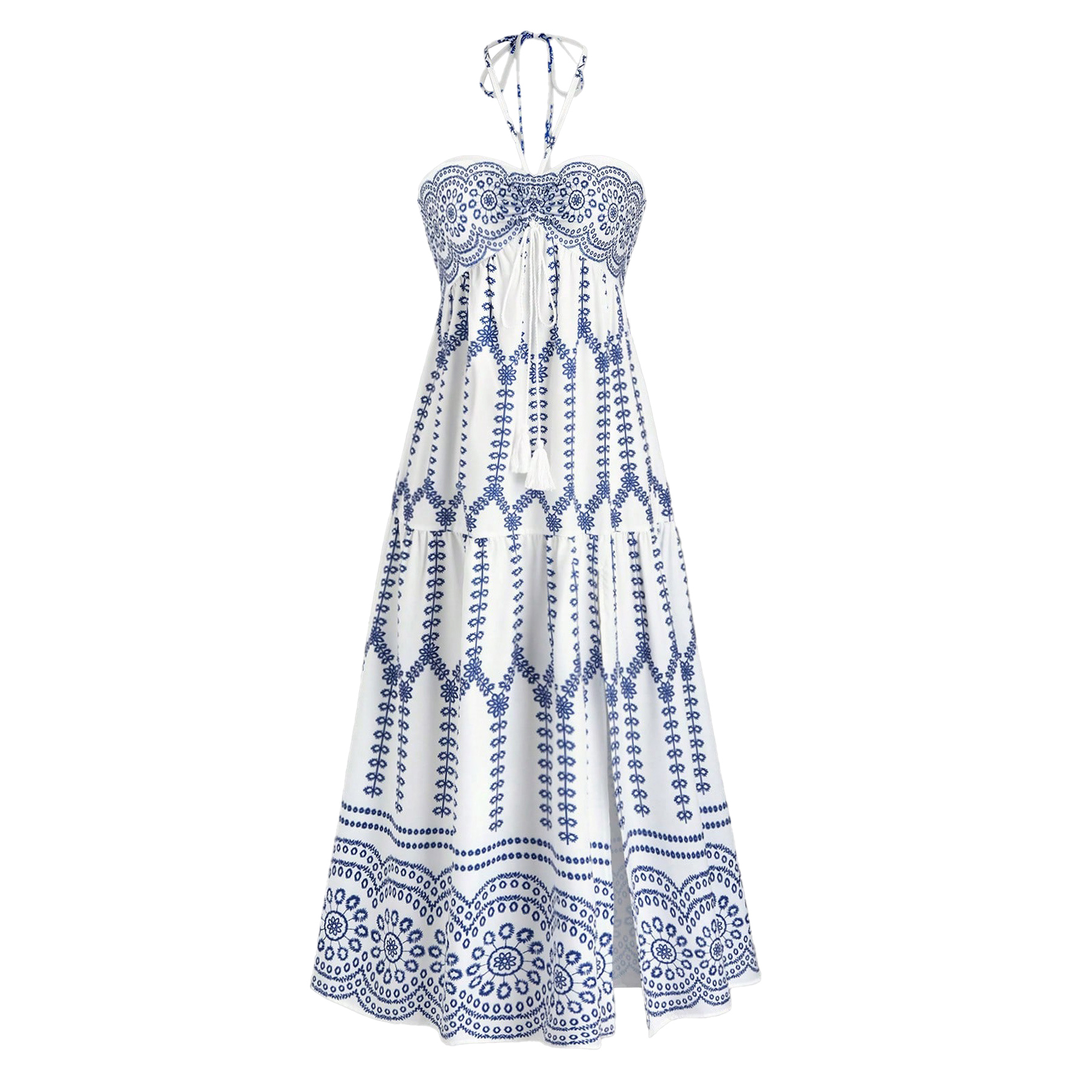 Bohemian Women's Summer Fashion Split Sexy Printed Tie Breasted Dresses