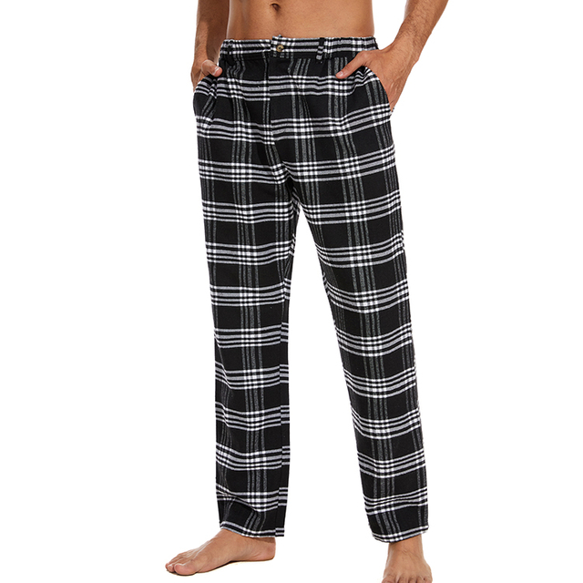 Men's Loose Straight Casual Comfort Plaid Pajama Pants With Pockets