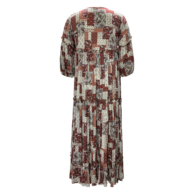 Women's Summer Bohemian Vacation Dress Fashion Floral Short Sleeve Long Dresses