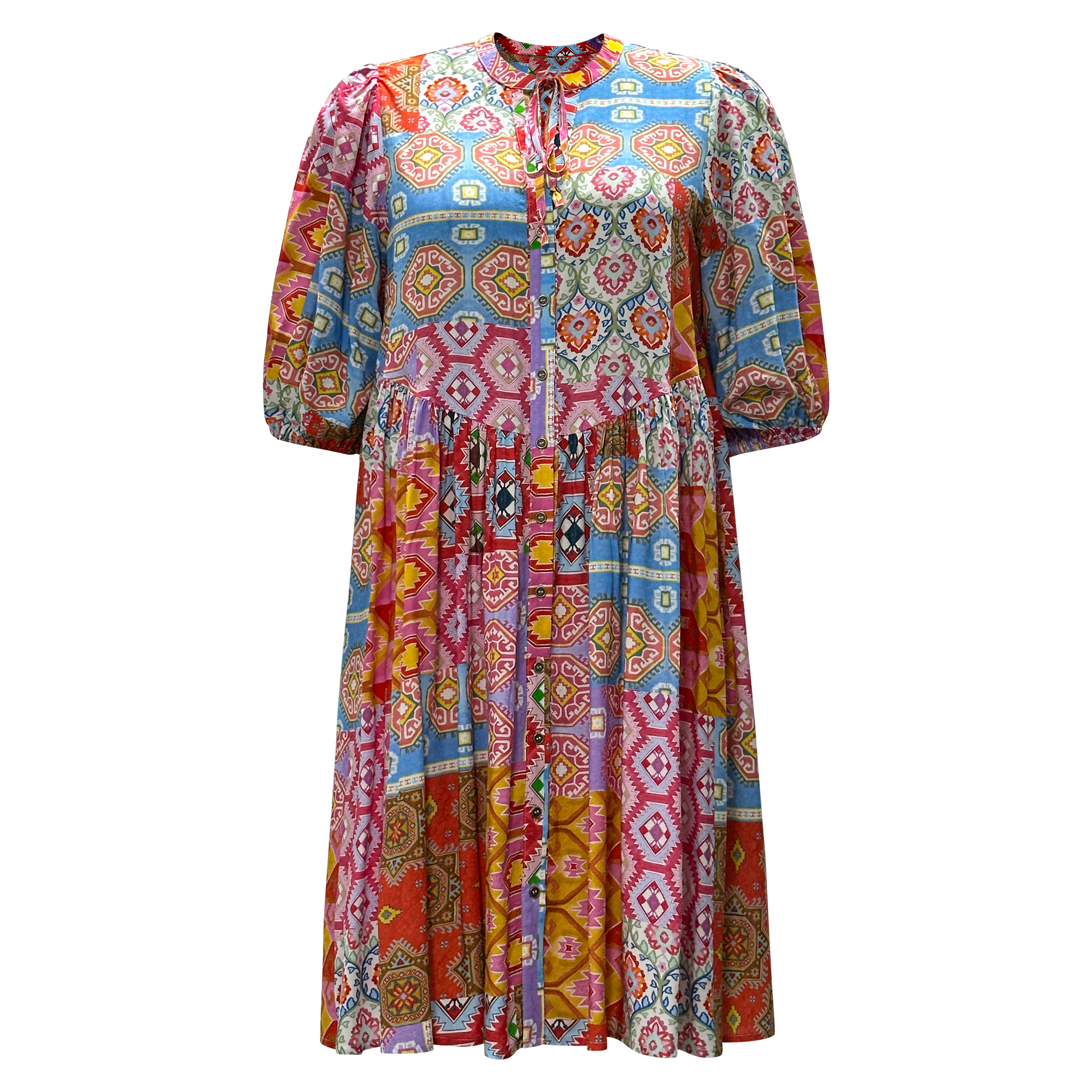 Women's Round Neck Short Sleeve Printed Dresses