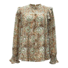 Autumn New Long-sleeved Printed Shirt Female Ruffled Blouse