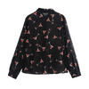 Women's Fashion Long Sleeve Lapel Semi-sheer Loose Casual Printed Shirt