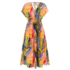 Fashion Bat Sleeve V Neck Backless Tie Dress Summer Women's Printed Long Dresses
