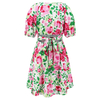 Women's Summer V-Neck Printed Beach Dress Lantern Sleeve Short Dresses