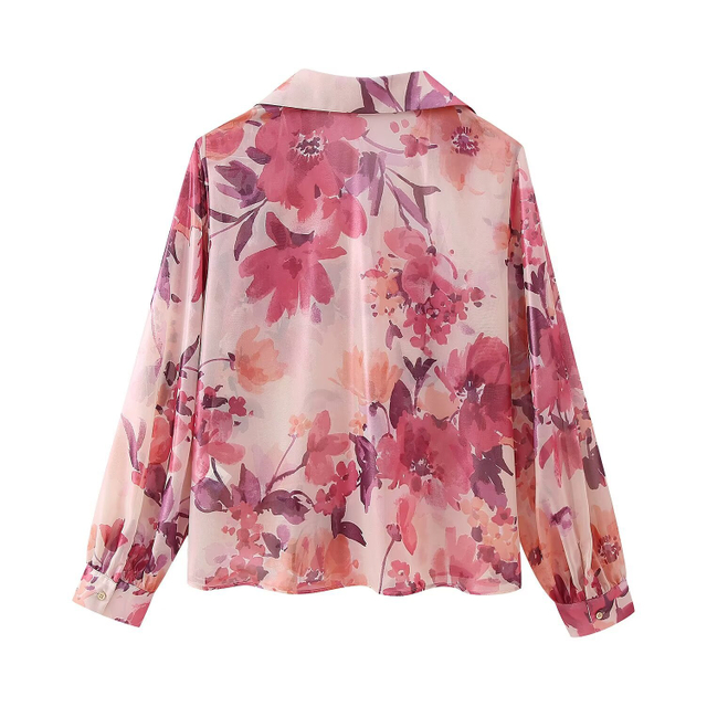 Women's Fashion Casual Printed Hundred Sleeve Shirt