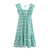 Europe And The United States Wind Spring Women's New Ethnic Wind Printing Ruffled Small Fresh Dresses