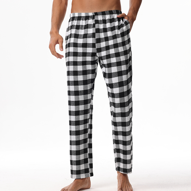 Men's Fashion Casual Comfortable Elastic Waistband Pocket Plaid Pajama Pants