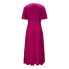 Women's V-Neck Solid Color Bubble Sleeve Waist-Closing Dress