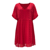 Summer new mid sleeve jacquard loose casual V-neck women's dress