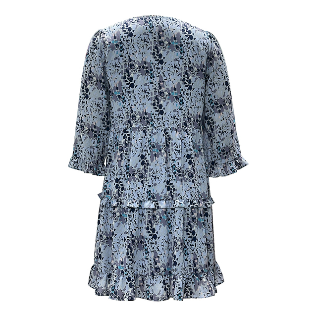 Women's V-neck Fashion Print Mid-sleeve Dress