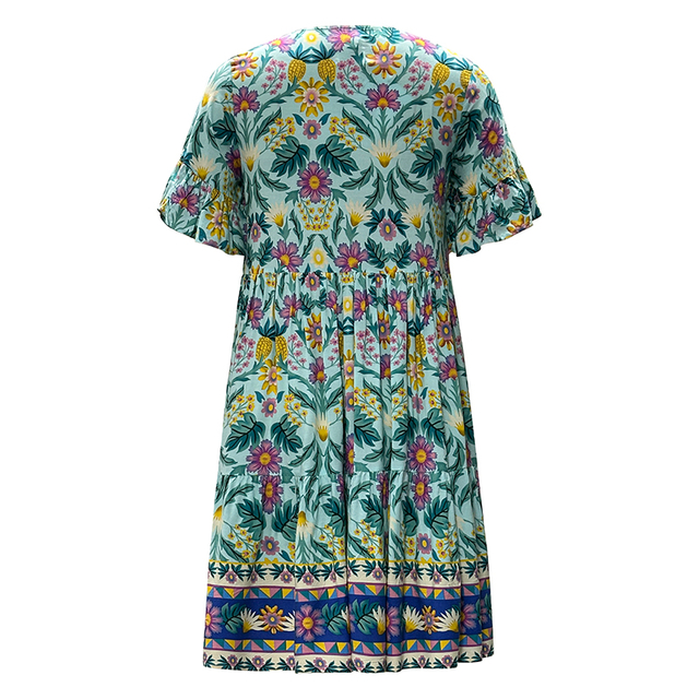 Women's Round Neck Short Sleeve Floral Print Dresses