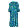 Round Neck Tie Midi Long Sleeve Printed Maxi Dress