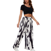 Women's High Waist Print Wide Leg Pants Boho Loose Casual Long Fit Pants Trousers