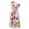 Women's Color Clashing Printed Slash Shoulder Dresses Loose A Hem Elegant Long Dresses 