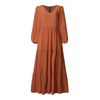 Europe And The United States Fashion Autumn New Street Temperament Women's Big Swing Type Solid Color Splicing Dresses