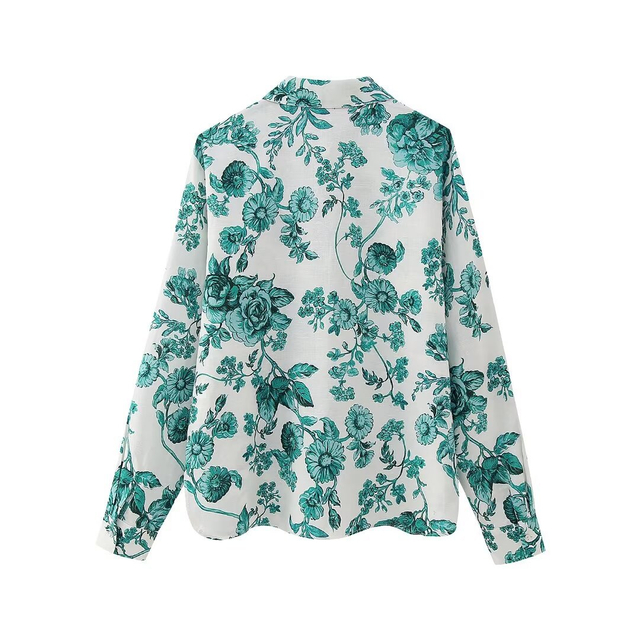 Women's Long Sleeve Lapel Printed Shirt
