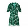 Summer New Women's Fashion Versatile Thin Floral V-neck Bubble Sleeve Dress