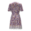 Women's Waist Tie Boho Printed Dress Beach Vacation V-Neck Skirt